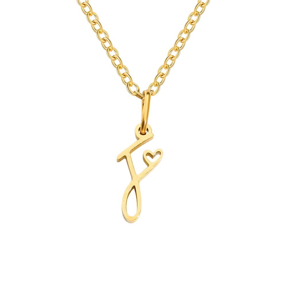 Colar Roberta Letra Cursiva com Coração | Dourado