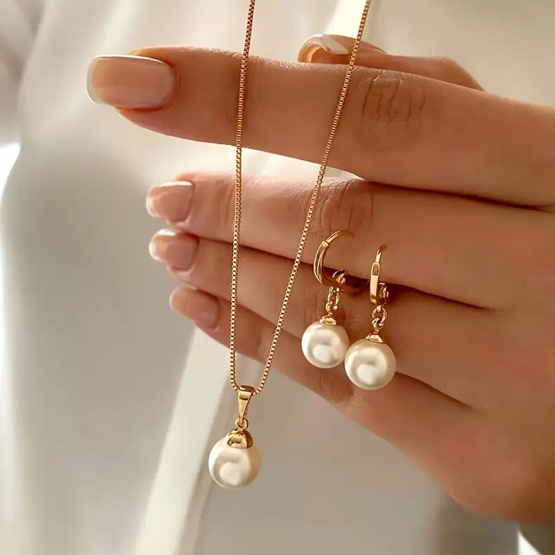 Golden Pearl Jewelry Set | Gold