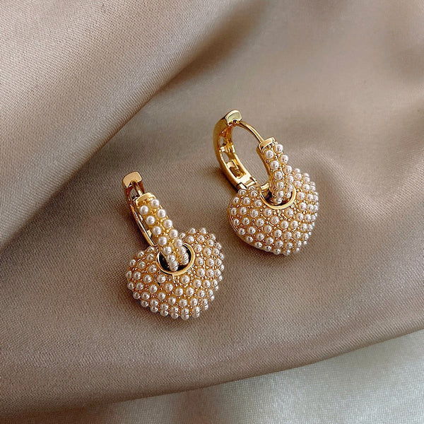 Heart Pearl Earrings