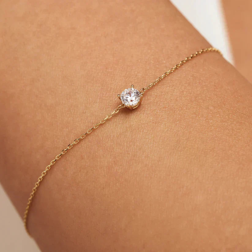 Pietra Clear Stone Chain Bracelet | Gold