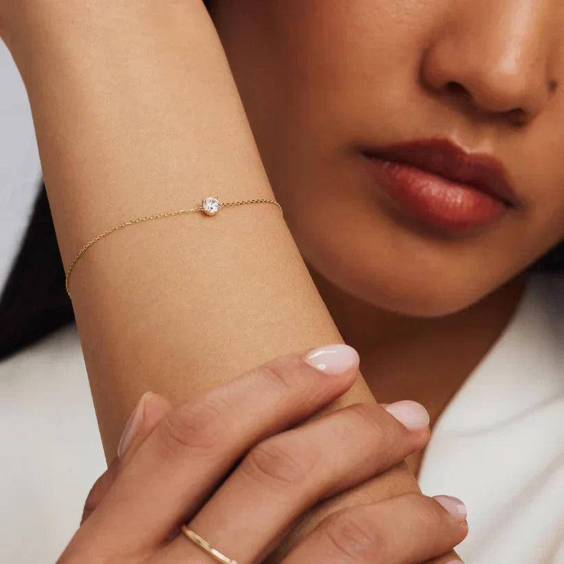 Pietra Clear Stone Chain Bracelet | Gold