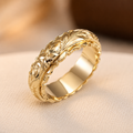 Adelina Engraved Flower Band Ring | Gold