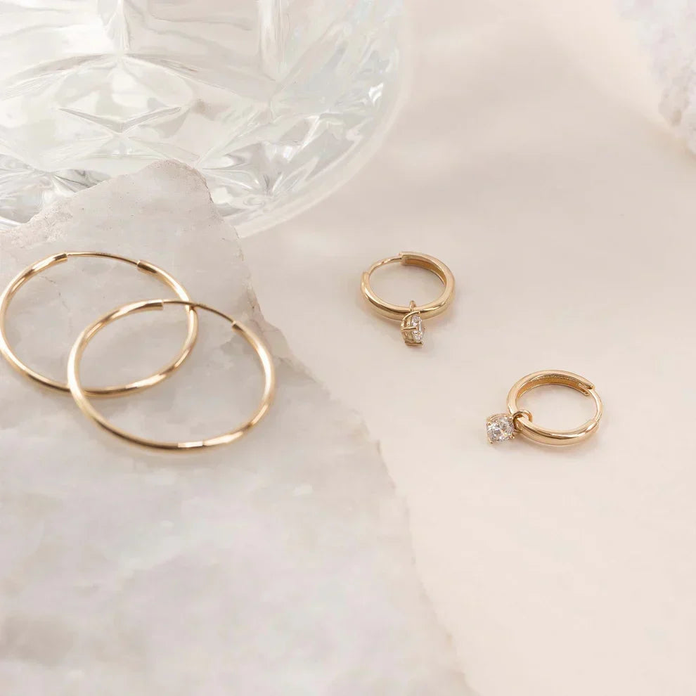 Moon Tears Stone Hoop Earrings | Gold