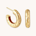 Brígida Star Engraved Chunky Hoop Earrings | Gold