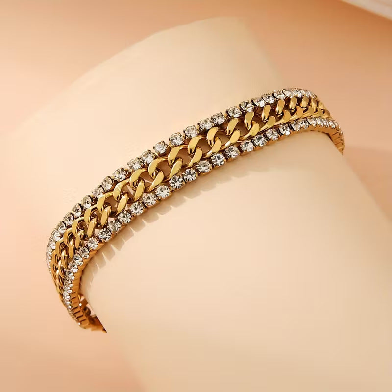 Pulseira Jussara Elos com Cristais | Dourado