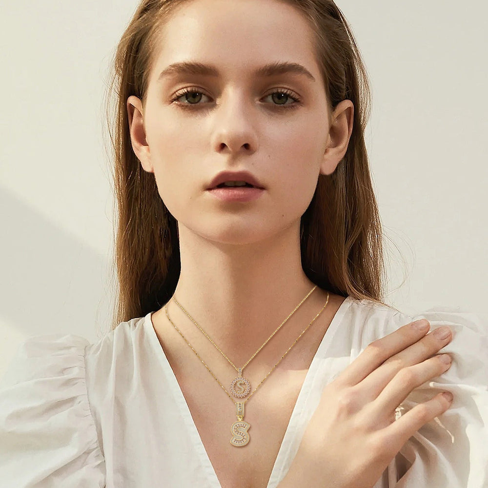 Graça Letter Initial Necklace Set | Gold