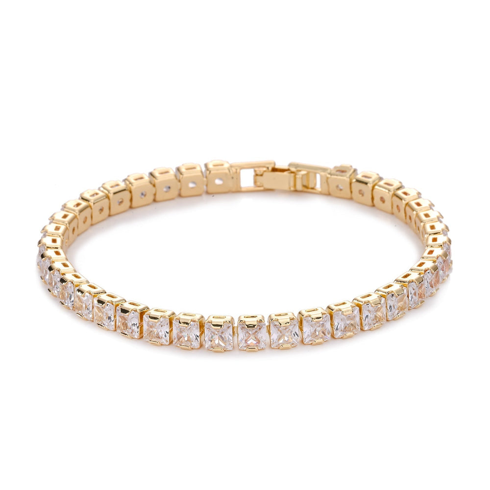 Fátima Square Stone Tennis Bracelet | Gold