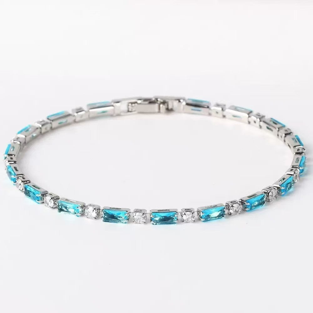 Pulseira Josiane Tênis Pedras Azuis | Dourado