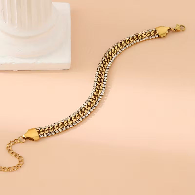 Pulseira Jussara Elos com Cristais | Dourado