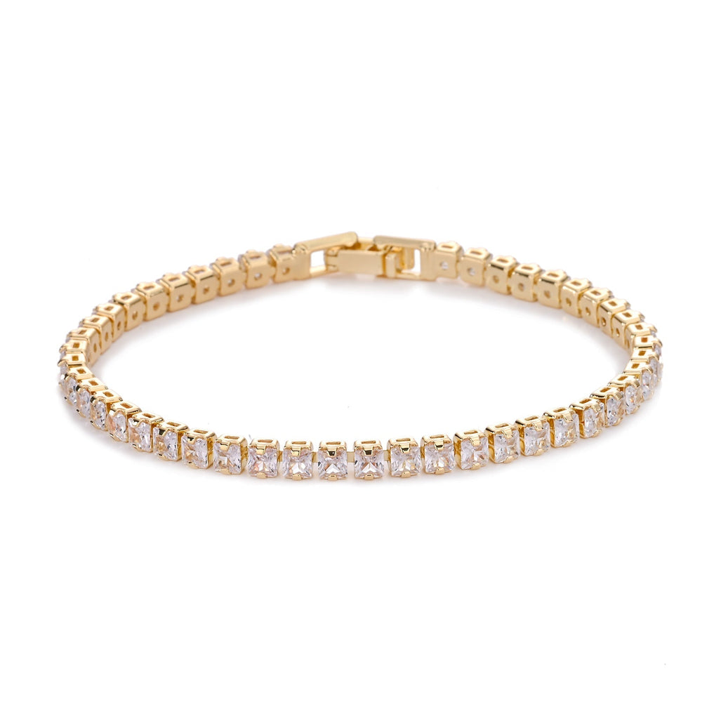 Fátima Square Stone Tennis Bracelet | Gold