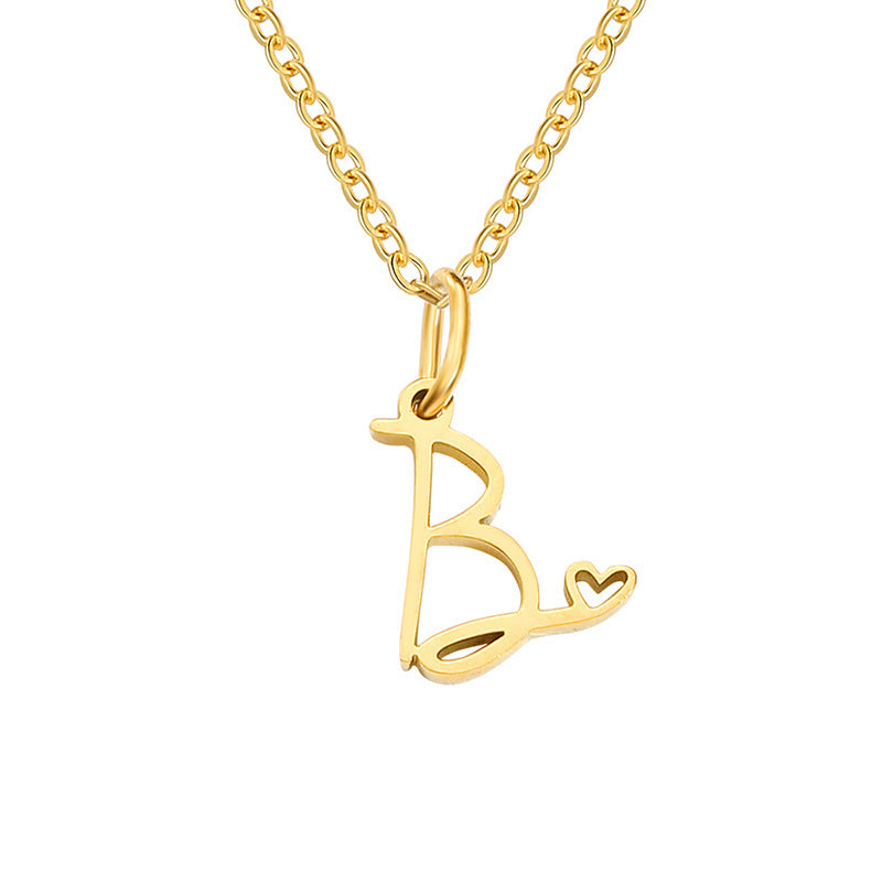Colar Roberta Letra Cursiva com Coração | Dourado