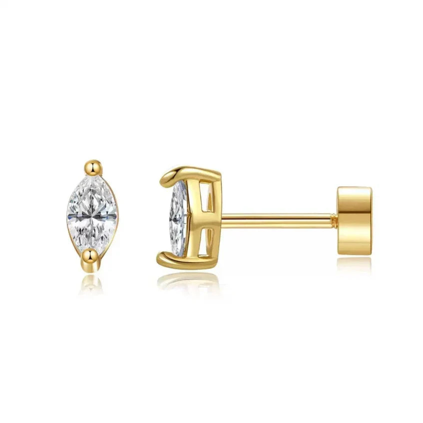Lorena Marquise Stud Earrings | Gold
