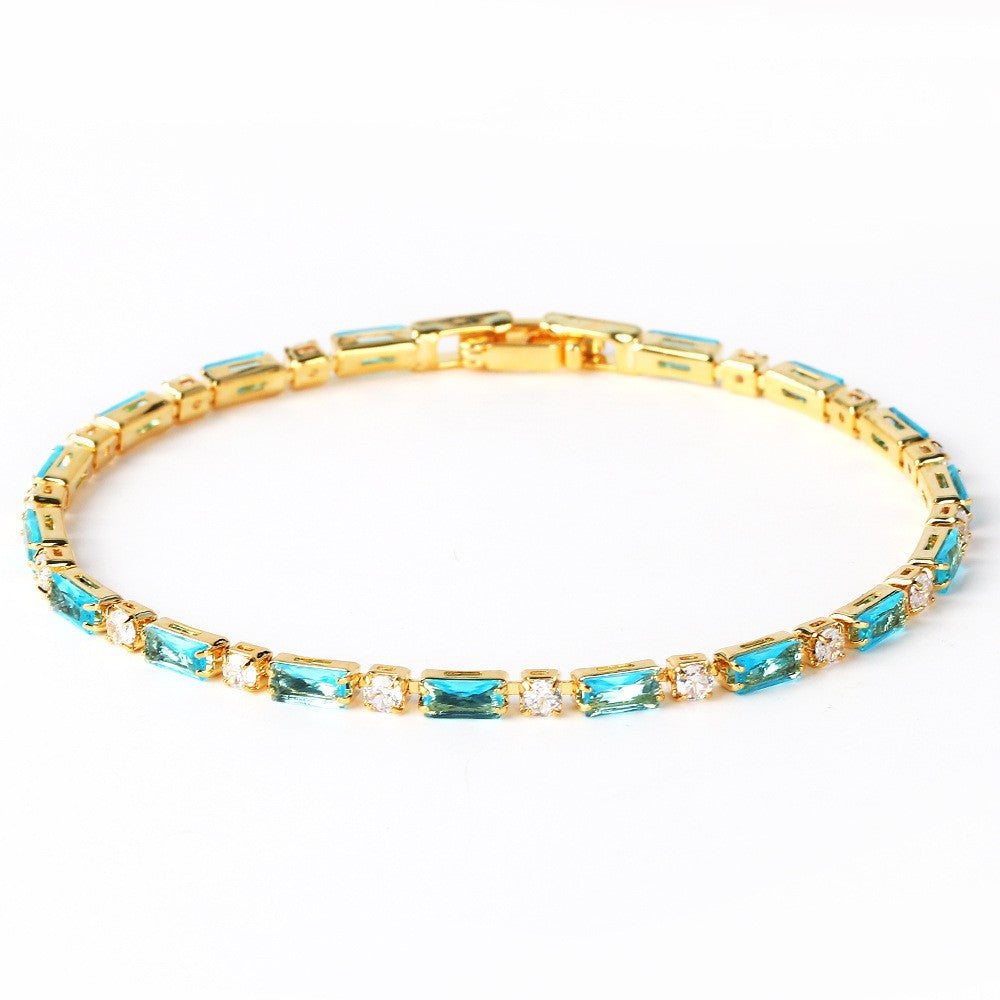 Pulseira Josiane Tênis Pedras Azuis | Dourado
