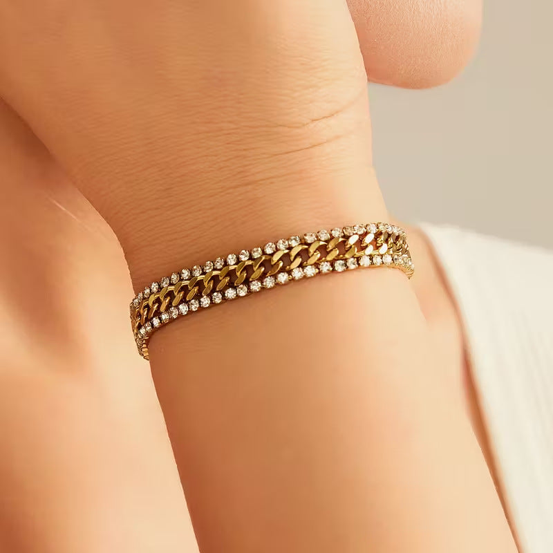 Pulseira Jussara Elos com Cristais | Dourado