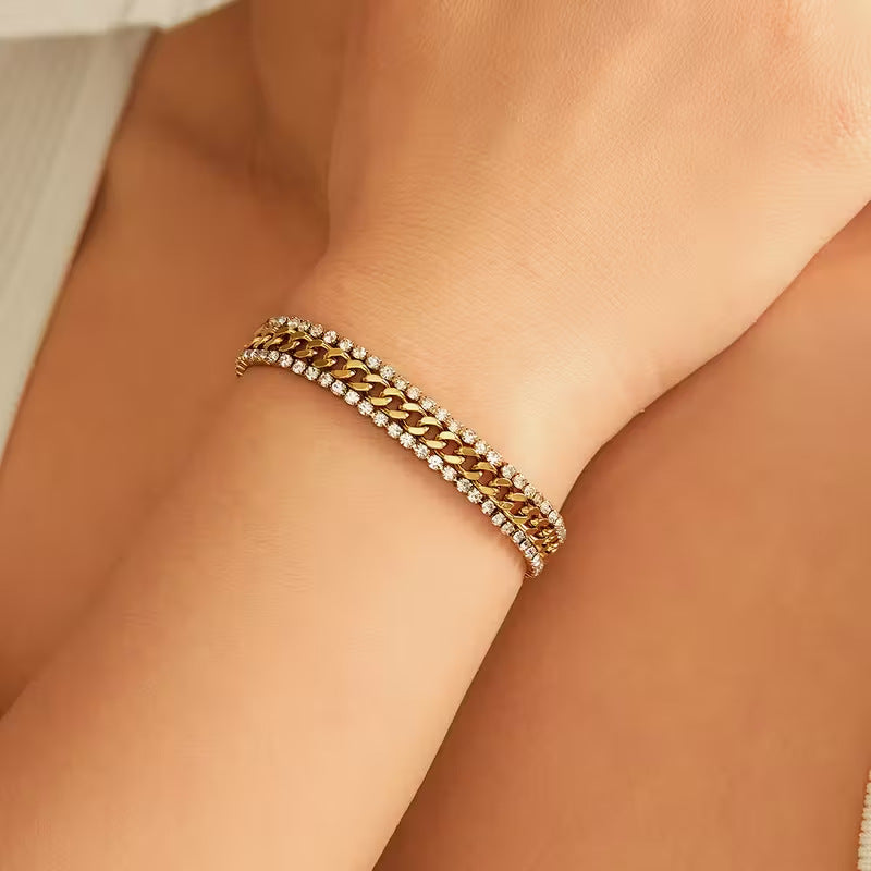 Pulseira Jussara Elos com Cristais | Dourado