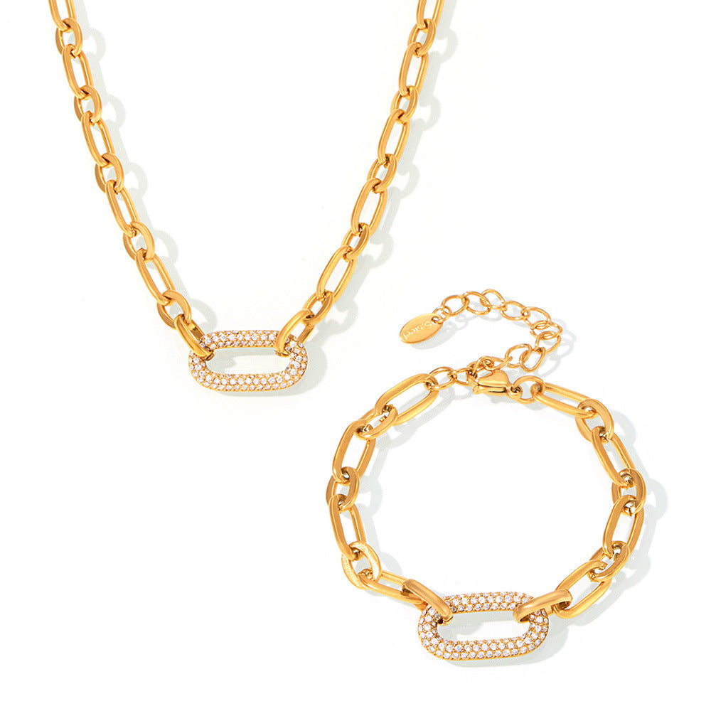 Bárbara Chunky Chain Link Necklace & Bracelet Set | Gold