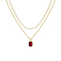 Paperclip Layered Ruby Necklace | Gold