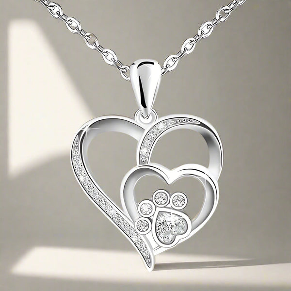 Paw & Heart Necklace | Silver