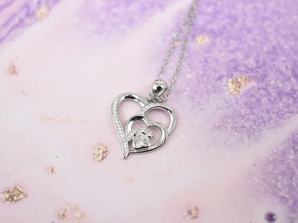 Paw & Heart Necklace | Silver