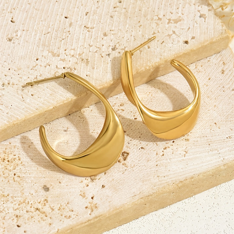 Brincos de Argola Crescente Esculpida | Dourado