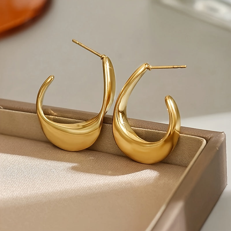 Brincos de Argola Crescente Esculpida | Dourado