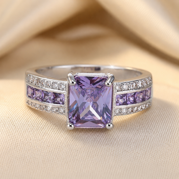 Ayla Purple Stone Channel Ring | Silver