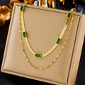 Sister Gem Double-Layer Retro Necklace | Gold