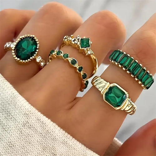 Zarina Emerald Ring Set | Gold