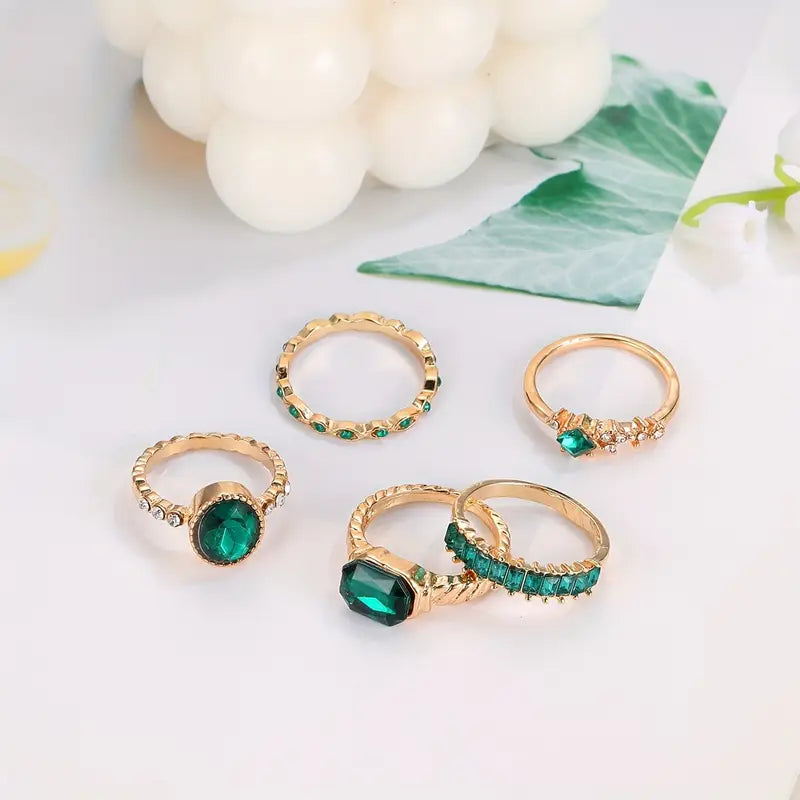 Zarina Emerald Ring Set | Gold