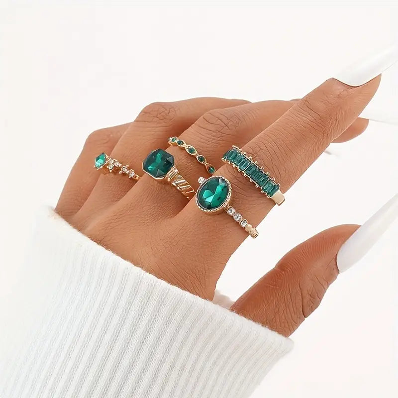 Zarina Emerald Ring Set | Gold