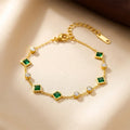 Almerinda Green Stone Station Bracelet | Gold