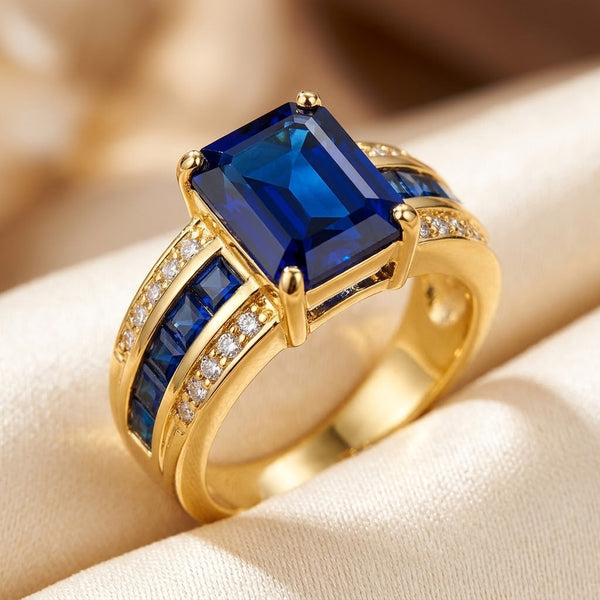 Clotilde Blue Stone Statement Ring | Gold
