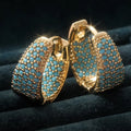 Ingrid Turquoise-Blue Huggie Earrings | Gold