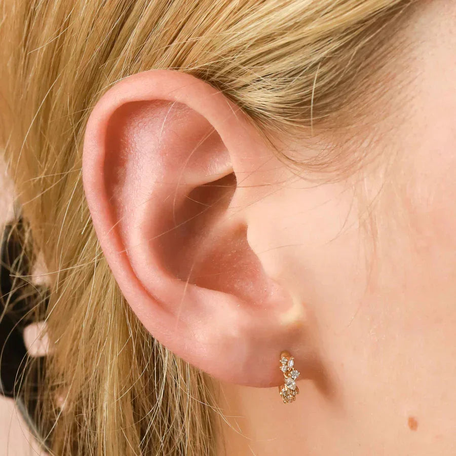 Joyce Crystal Cluster Huggie Earrings | Gold