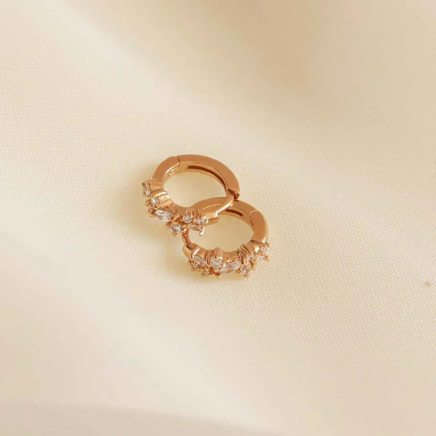 Joyce Crystal Cluster Huggie Earrings | Gold