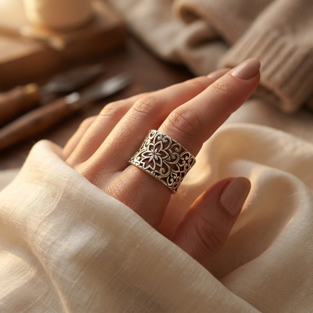 Anelise Ornate Filigree Ring | Silver