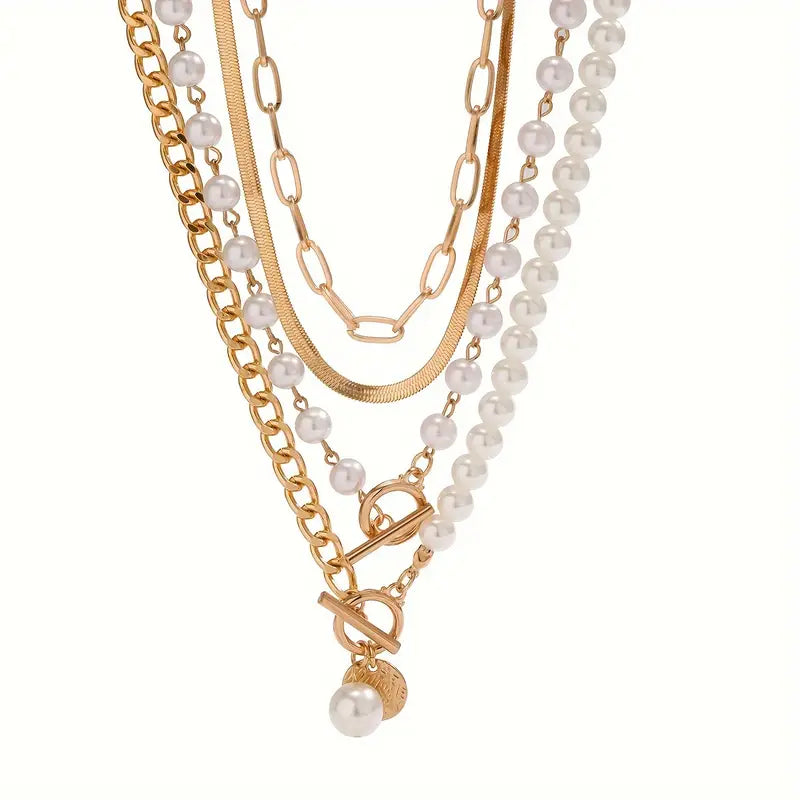 Conjunto de Colares Larissa Efeito Pérola | Dourado