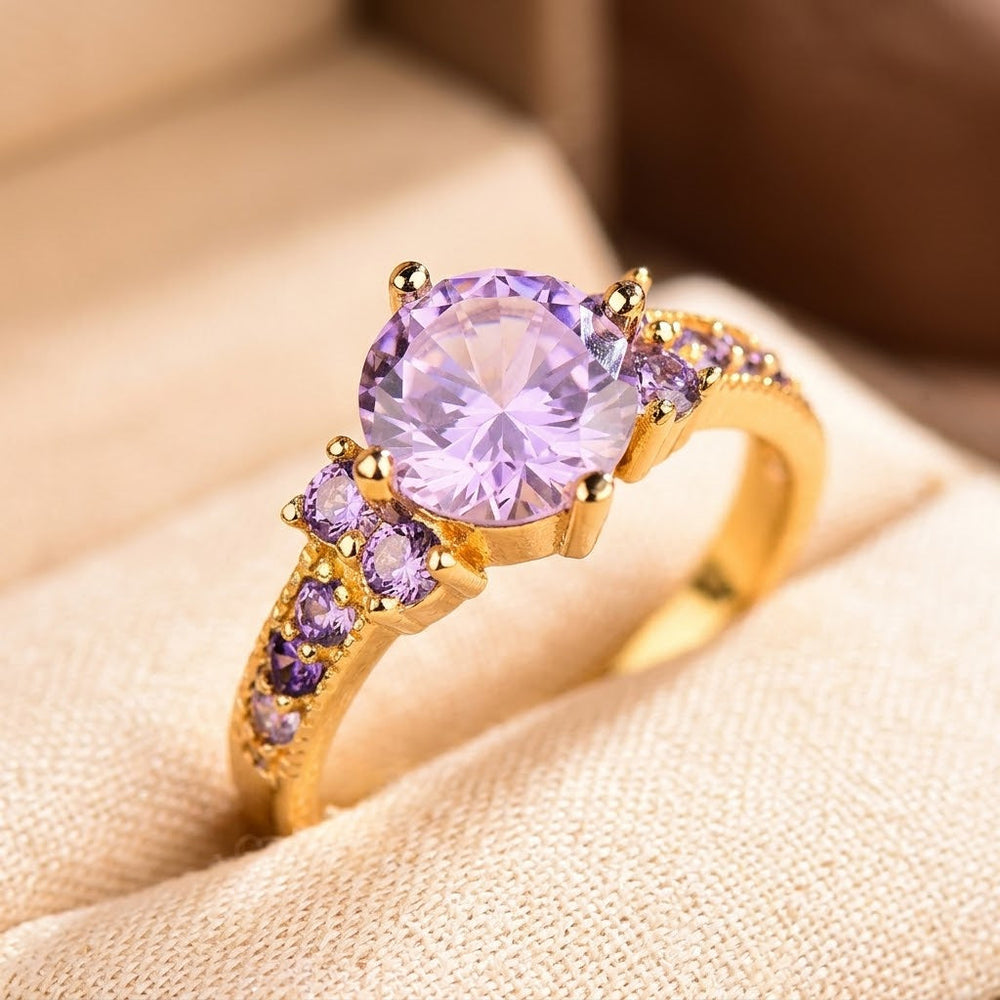 Leonor Purple Stone Cluster Ring | Gold
