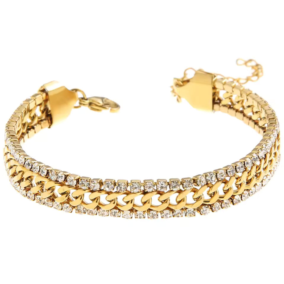 Pulseira Jussara Elos com Cristais | Dourado