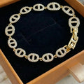 Pulseira Simone Elos Ovais Cravejados | Dourado