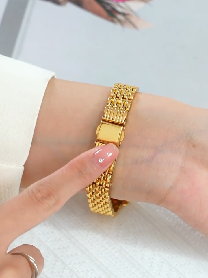 Relógio Fabiana Quadrado Pulseira de Elos | Dourado