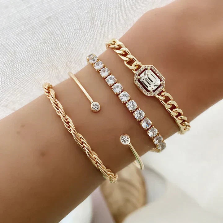 Dulce Four-Piece Stacking Bracelet Set | Gold