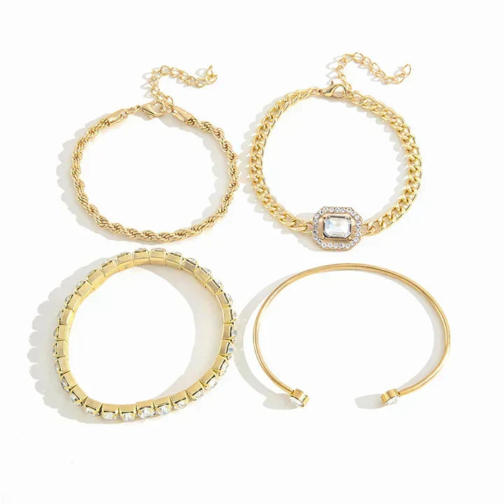 Dulce Four-Piece Stacking Bracelet Set | Gold