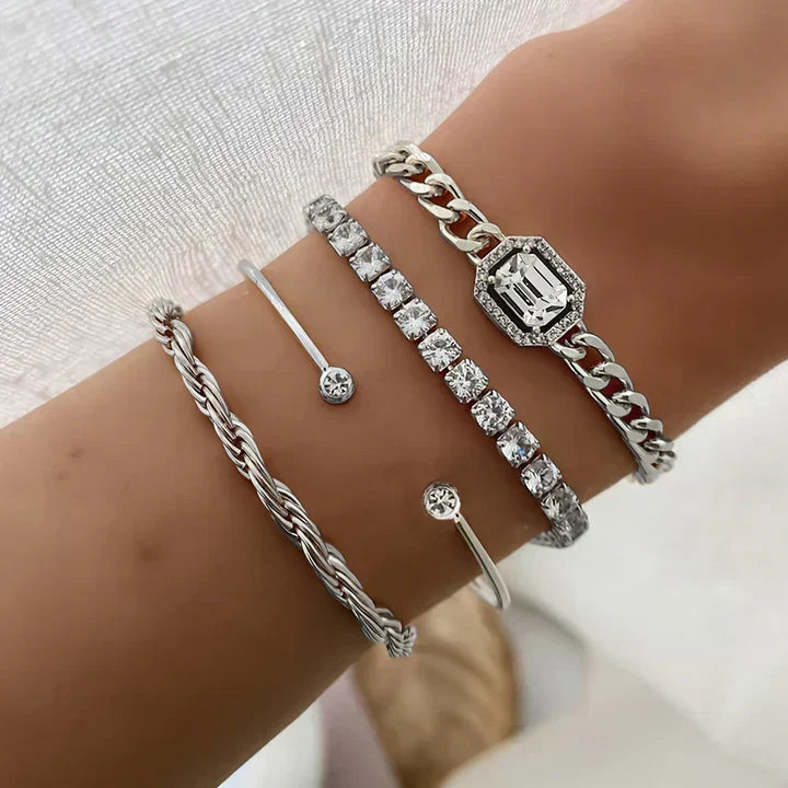Dulce Four-Piece Stacking Bracelet Set | Gold